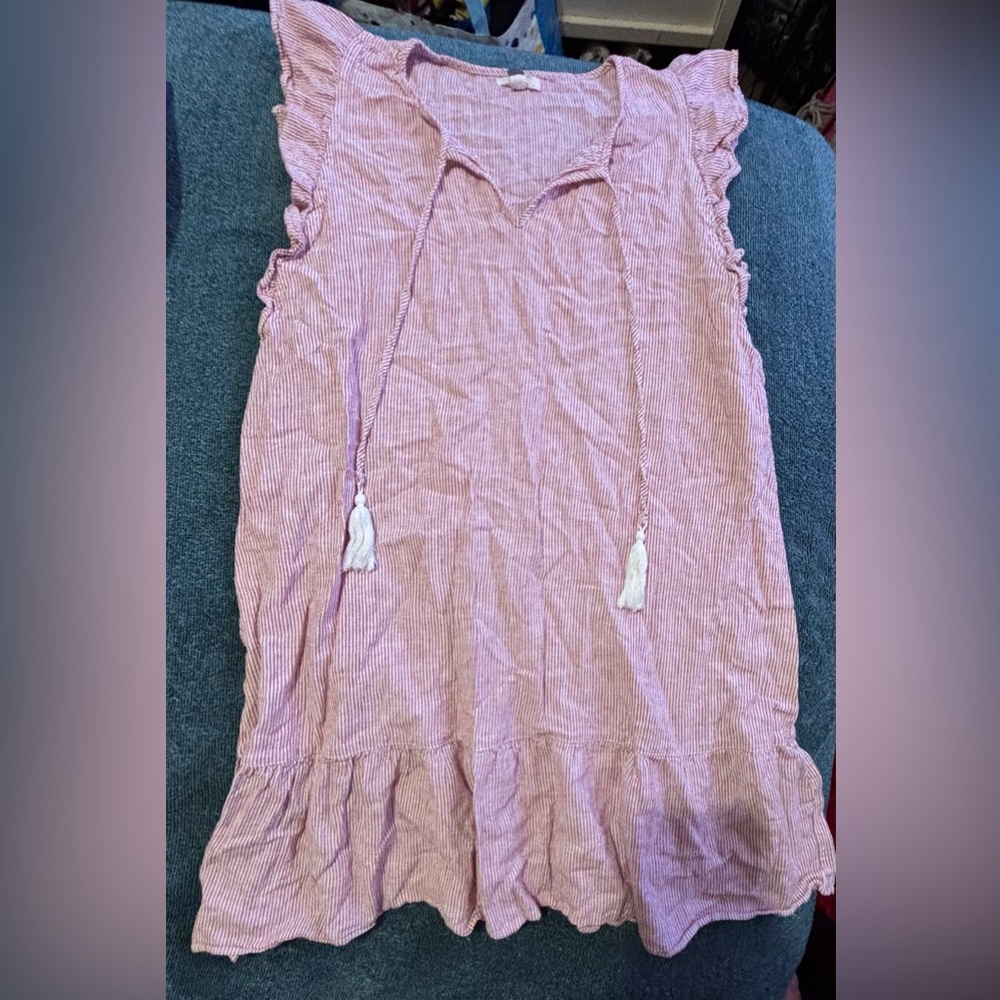 Cupio Candy Cane Color Stripes Ruffle Cap Sleeve Dress Size Medium